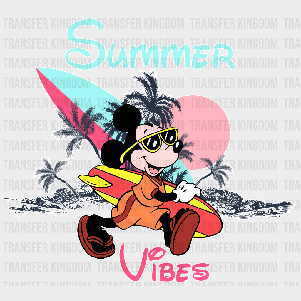 Mickey Summer Vibes Dtf Transfer Unisex - S & M (10’) / Light Color Design See Imaging