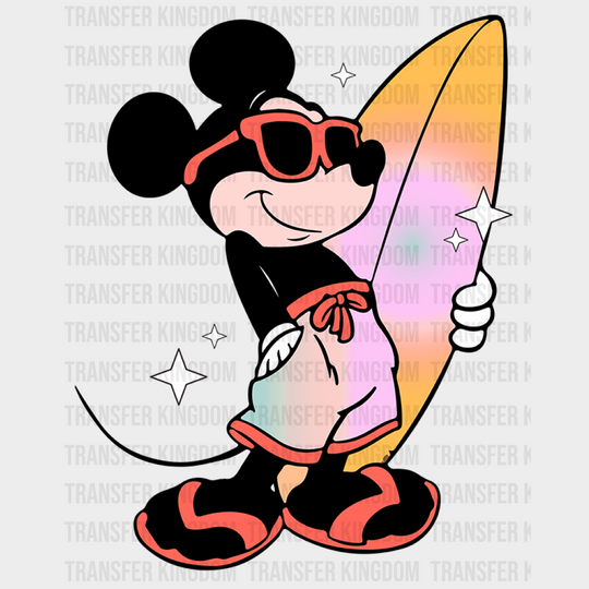 Mickey With Surfboard - Summer Dtf Transfer Unisex S & M (10’) / Dark Color Design See Imaging