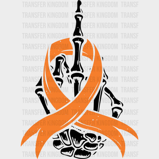 Middle Finger Ribbon - Leukemia DTF Transfers Adult Unisex - S & M (10’’) / Dark Color Design (See Imaging)