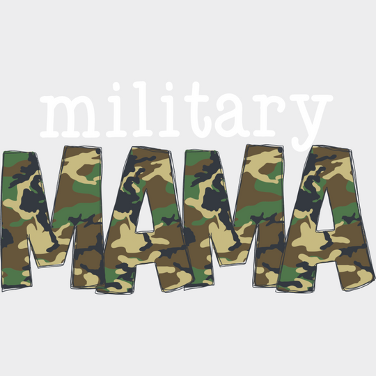 Military Mama B&W - Military DTF Transfer Adult Unisex - S & M (10’’) / Light Color Design (See Imaging)