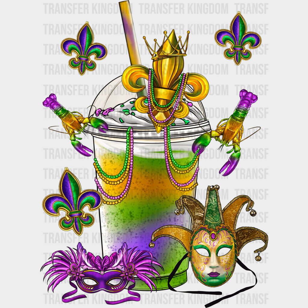 Milkshake Mardi Gras Design- Dtf Heat Transfer