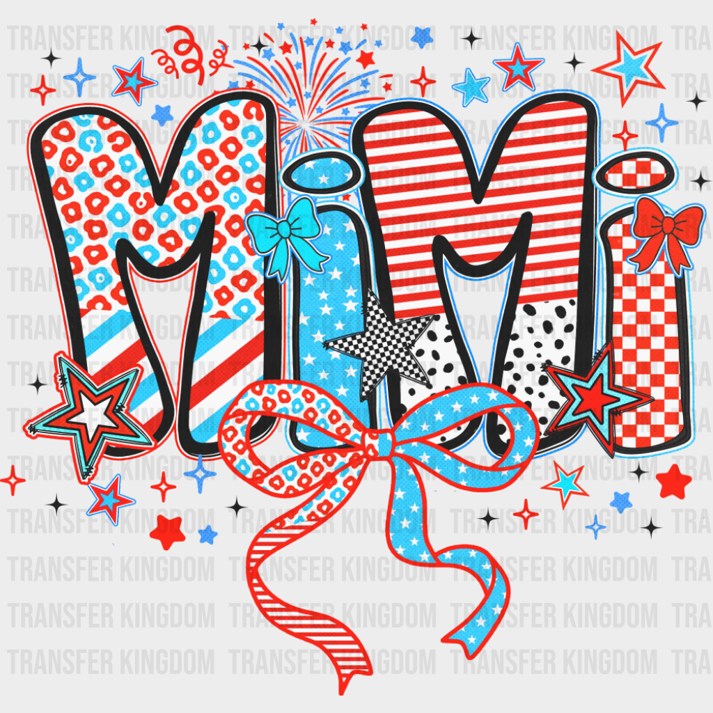 Mimi Ribbons Stars And Fireworks - 4th Of July DTF Transfer