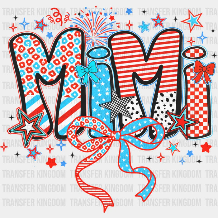 Mimi Ribbons, Stars And Fireworks - 4th Of July DTF Transfer