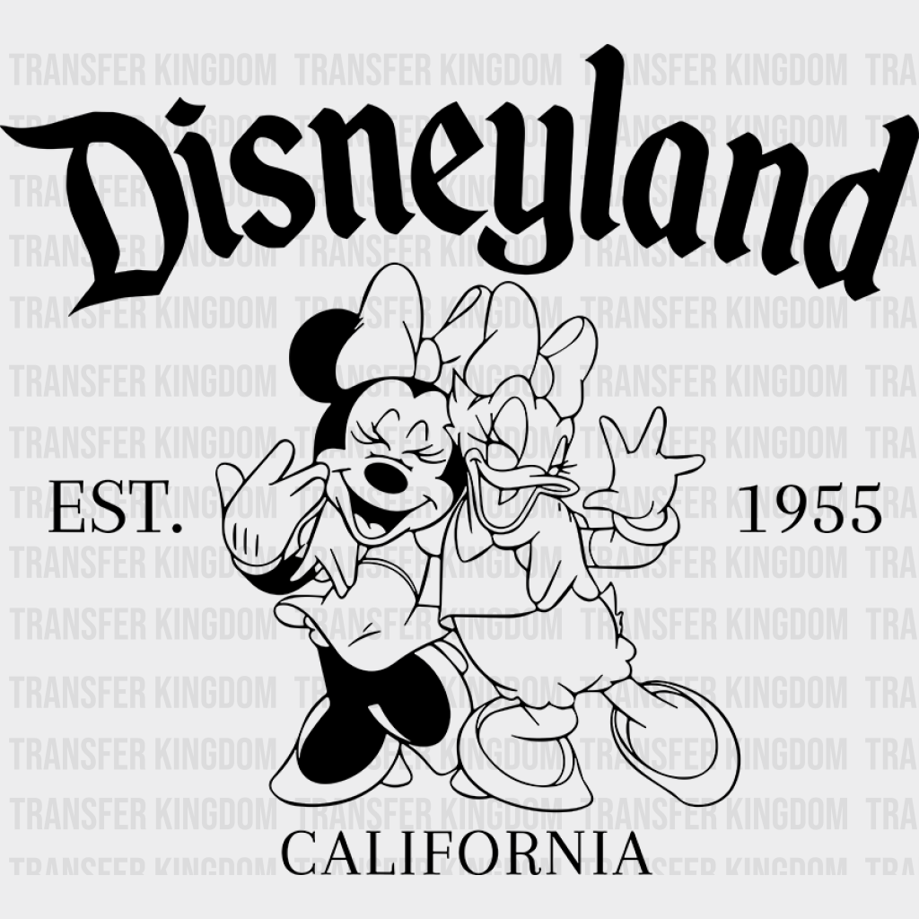 Minnie And Daisy Disneyland 1955 California Disney Dtf Transfer Unisex - S & M (10’) / Dark Color