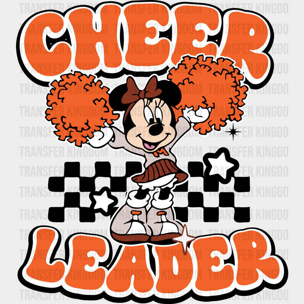 Minnie Cheerleader Design - Dtf Heat Transfer Unisex S & M (10’’) / Dark Color (See Imaging)