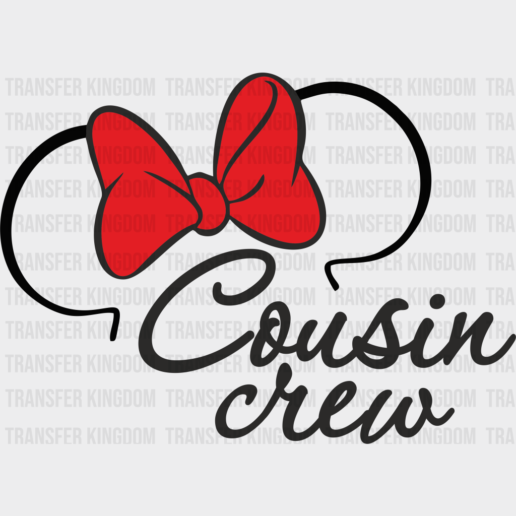 Minnie Head Cousin Crew Disney Dtf Transfer Unisex - S & M (10’) / Dark Color Design See Imaging