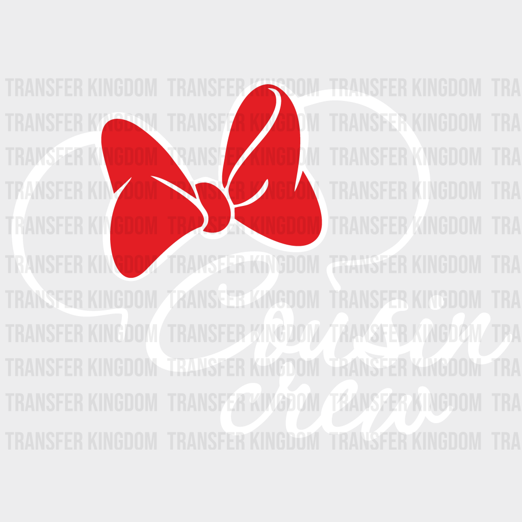 Minnie Head Cousin Crew Disney Dtf Transfer Unisex - S & M (10’) / Light Color Design See Imaging