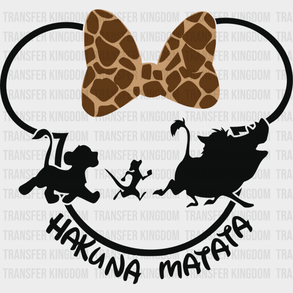 Minnie Head Hakuna Matata Disney Dtf Transfer Unisex - S & M (10’) / Dark Color Design See Imaging