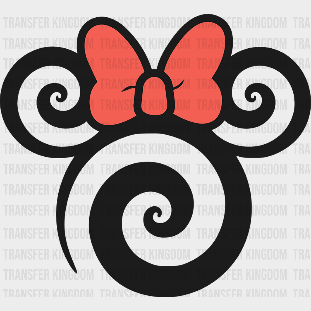 Minnie Head Spiral Disney Dtf Transfer Unisex - S & M (10’) / Dark Color Design See Imaging