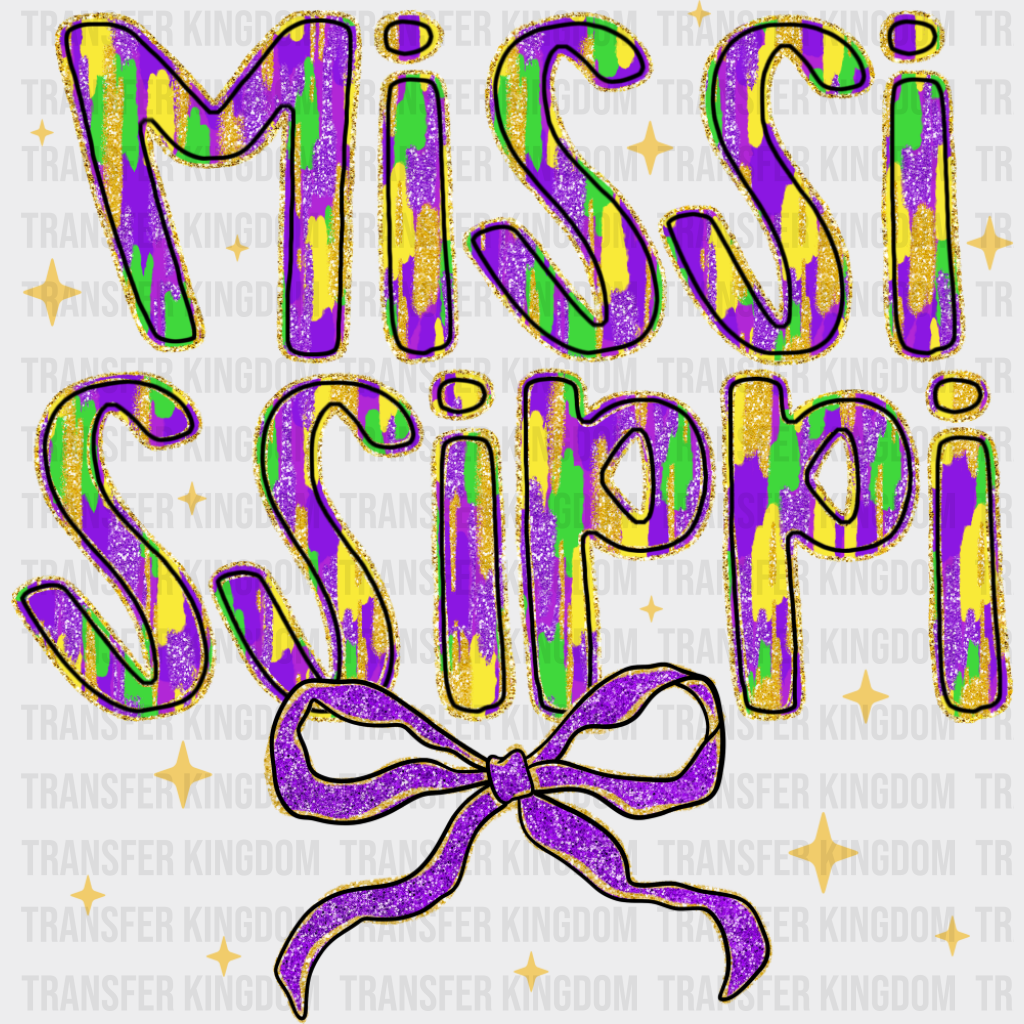 Mississippi Ribbon - Mardi Gras DTF Transfer