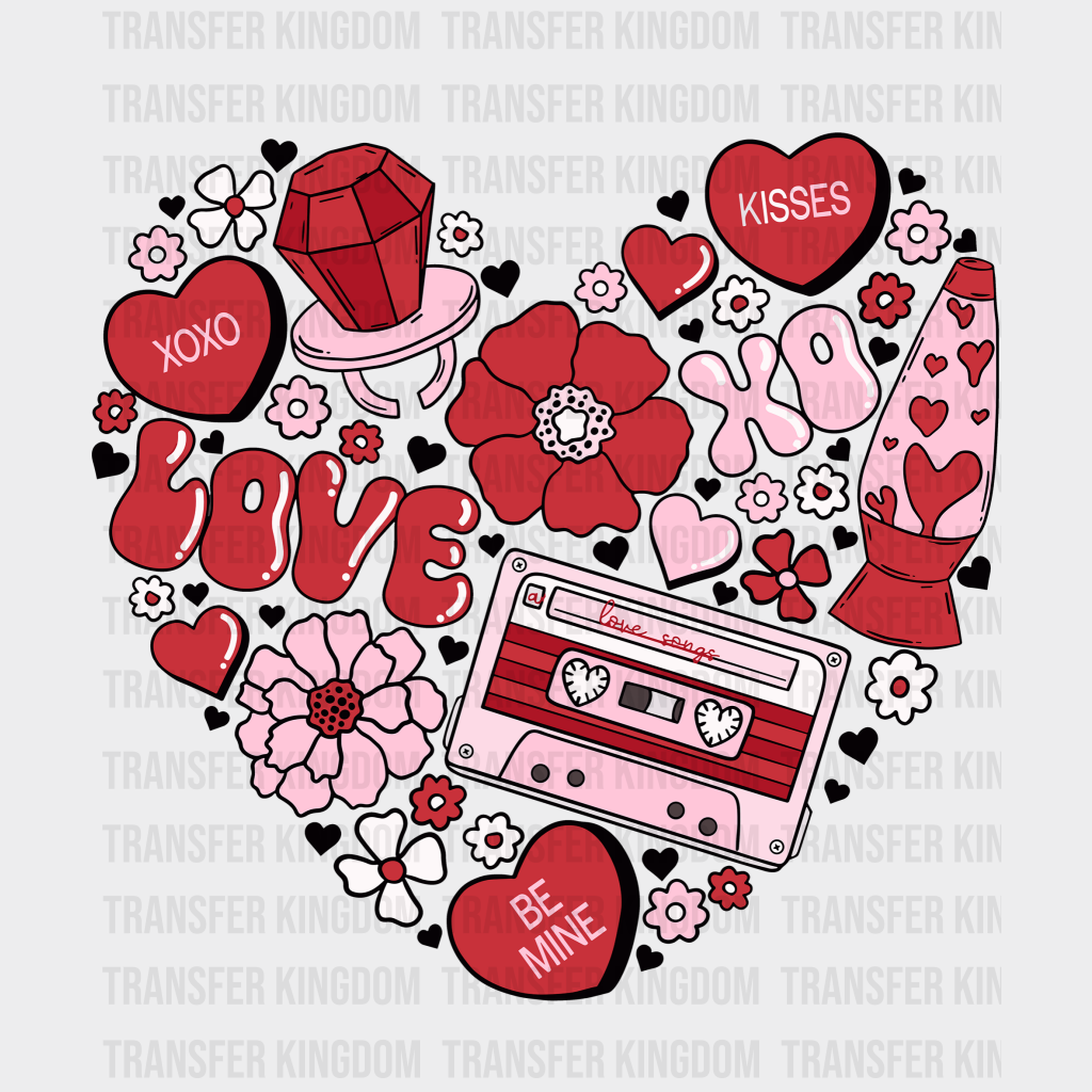 Mix Tape Valentine Heart Valentines Day Design - Dtf Heat Transfer