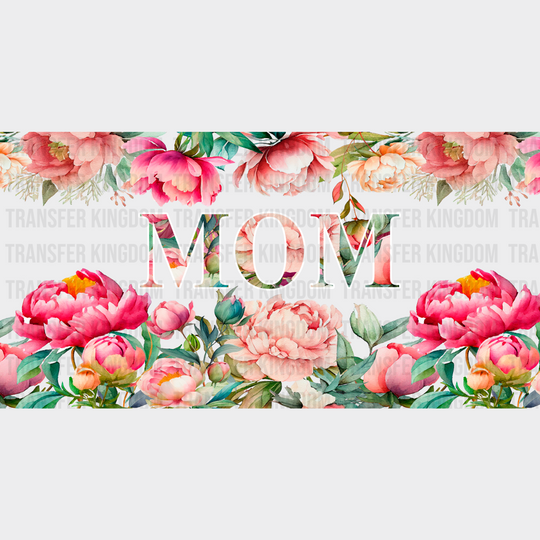 Mom Colorful Flower Design - Cup Wrap Uv Sticker Permanent Dtf Decal