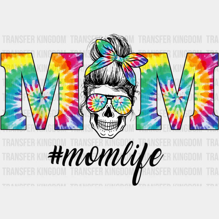 Mom Life Skull Lady Tie Dye MOM - Working Mom - Funny Mom - Cute Mom - Design - DTF heat transfer