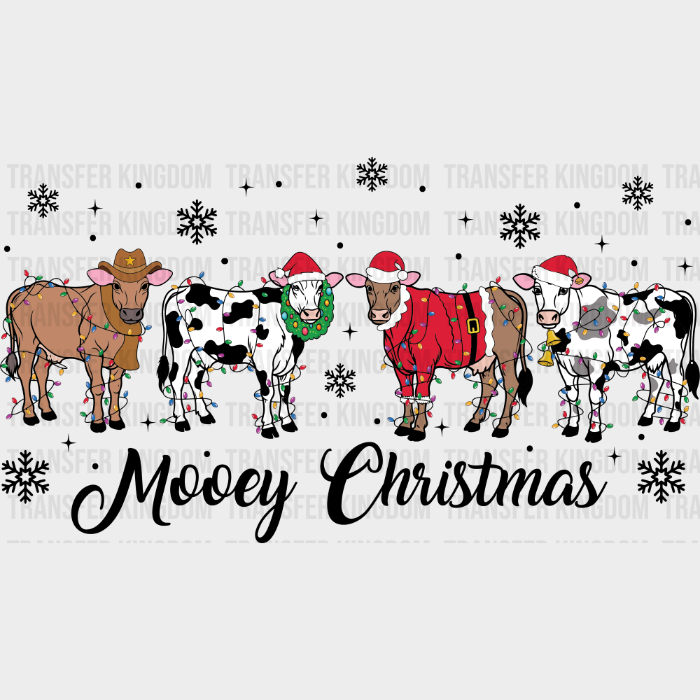 Mooey Christmas B&W - Christmas DTF Transfer Adult Unisex - S & M (10’’) / Dark Color Design (See Imaging)