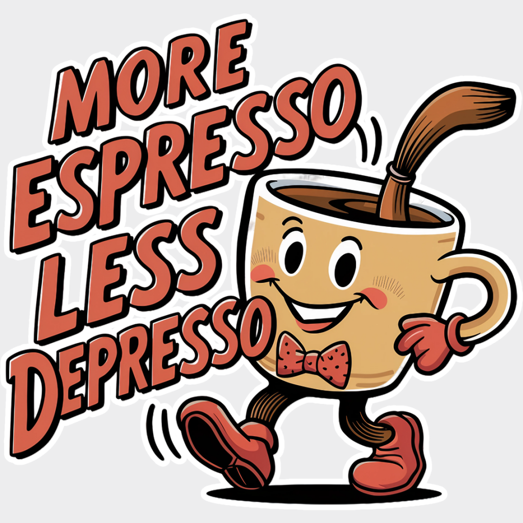 More Espresso Less Depresso - Coffee Dtf Transfer Unisex S & M (10’’) / Light Color Design See