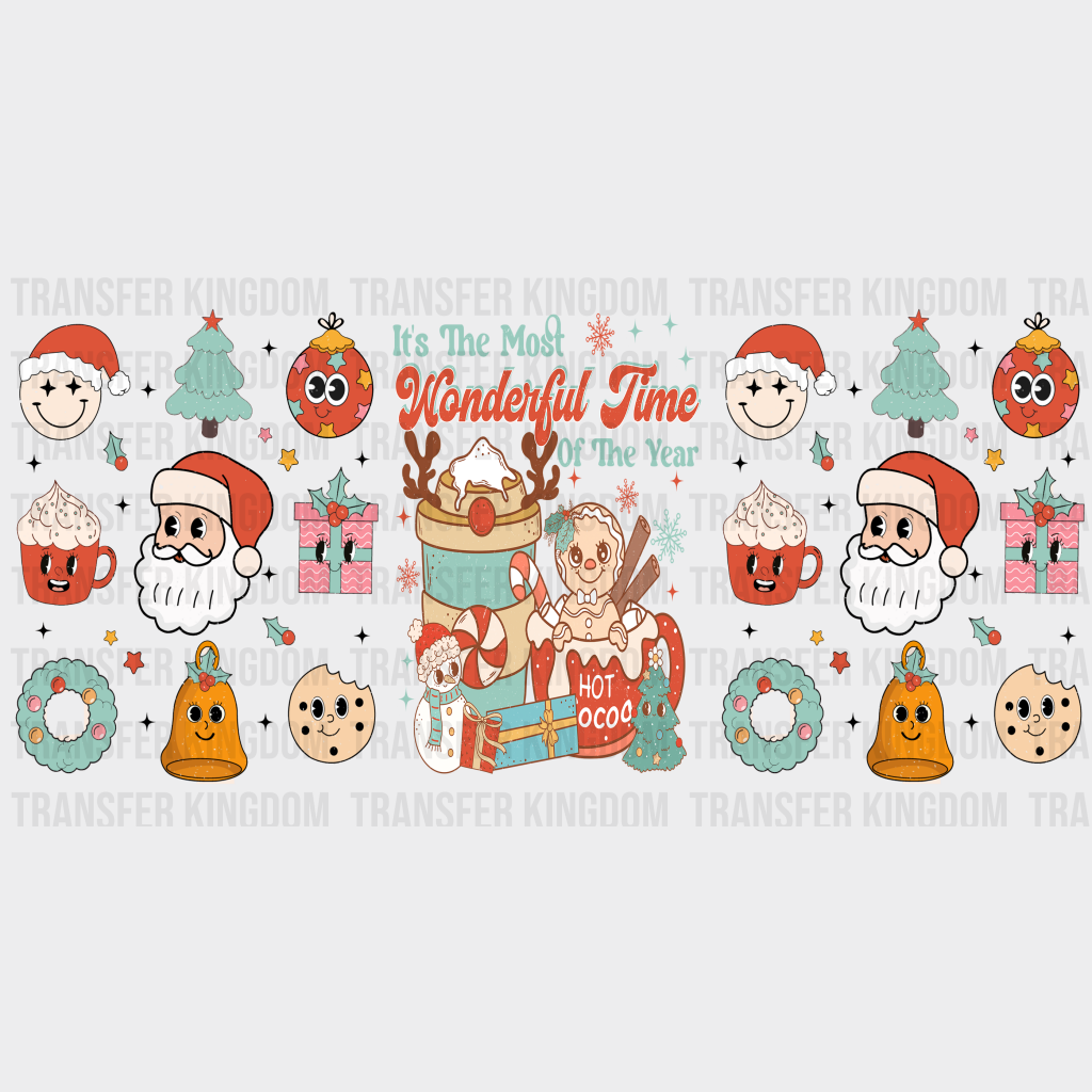 Most Wonderful Time Of The Year - Christmas Cup Wrap Uv Sticker Permanent Dtf Decal