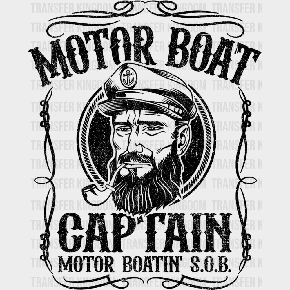 Motor Boat Captain - Boating DTF Transfers Adult Unisex - S & M (10’’) / Dark Color Design (See Imaging)
