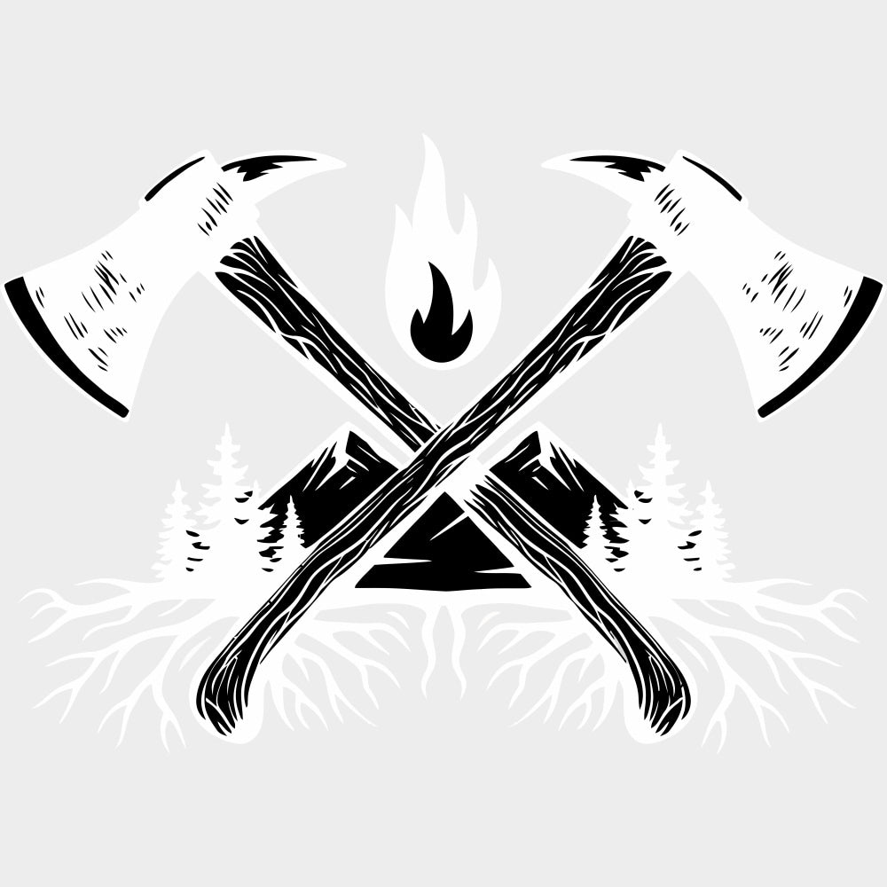 Mountains & Axes - Fire Department DTF Transfers Adult Unisex - S & M (10’’) / Light Color Design (See Imaging)