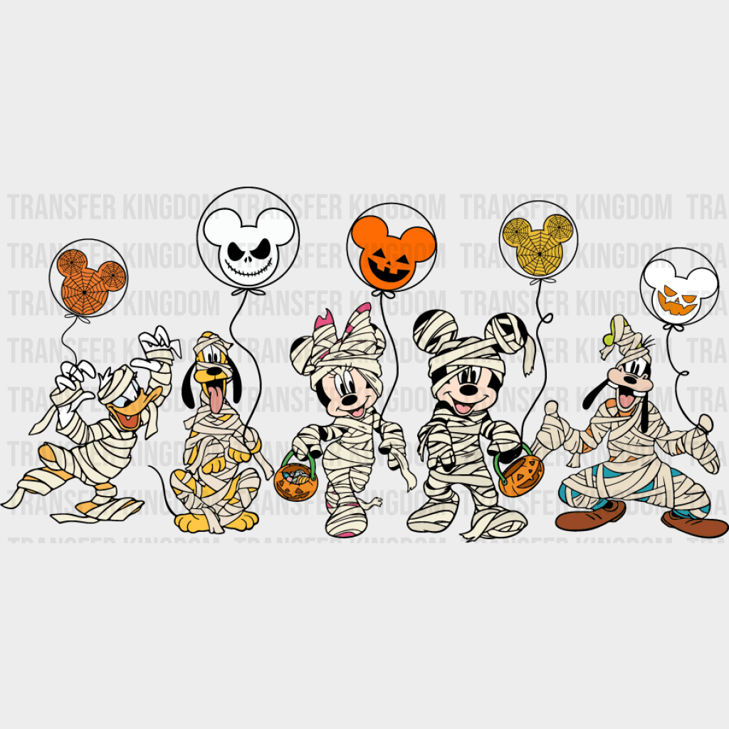 Mummy Mickey And Friends With Balloons Halloween Design - Dtf Heat Transfer Unisex S & M ( 10 ) /