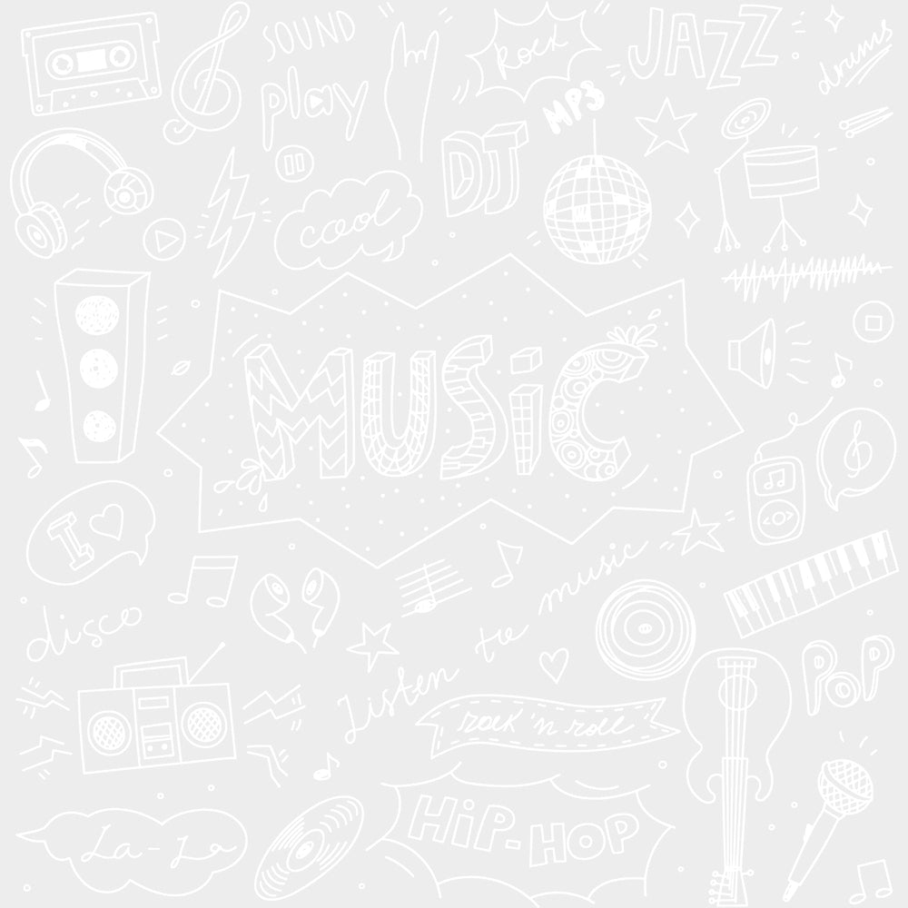 Music Doodles - Music DTF Transfers - Adult Unisex - S & M (10’’) / Light Color Design (See Imaging)