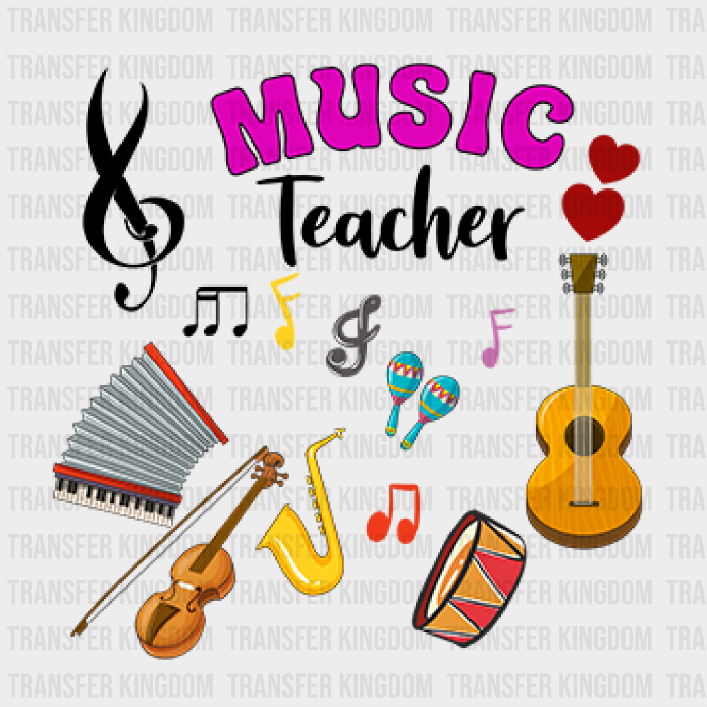 Music Teacher Design - Dtf Heat Transfer Unisex S & M ( 10 ) / Dark Color See Imaging