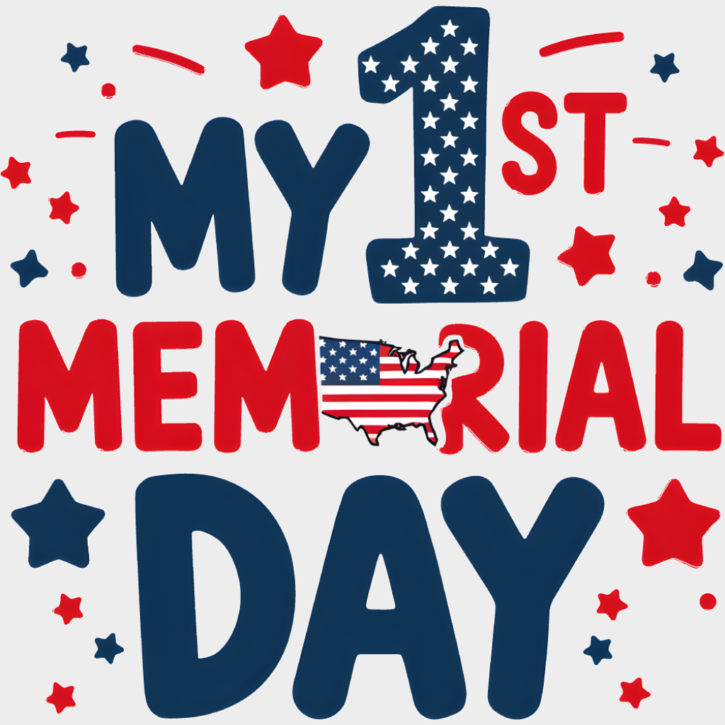 My 1st Memorial Day - Military DTF Transfer Adult Unisex - S & M (10’’) / Light Color Design (See Imaging)