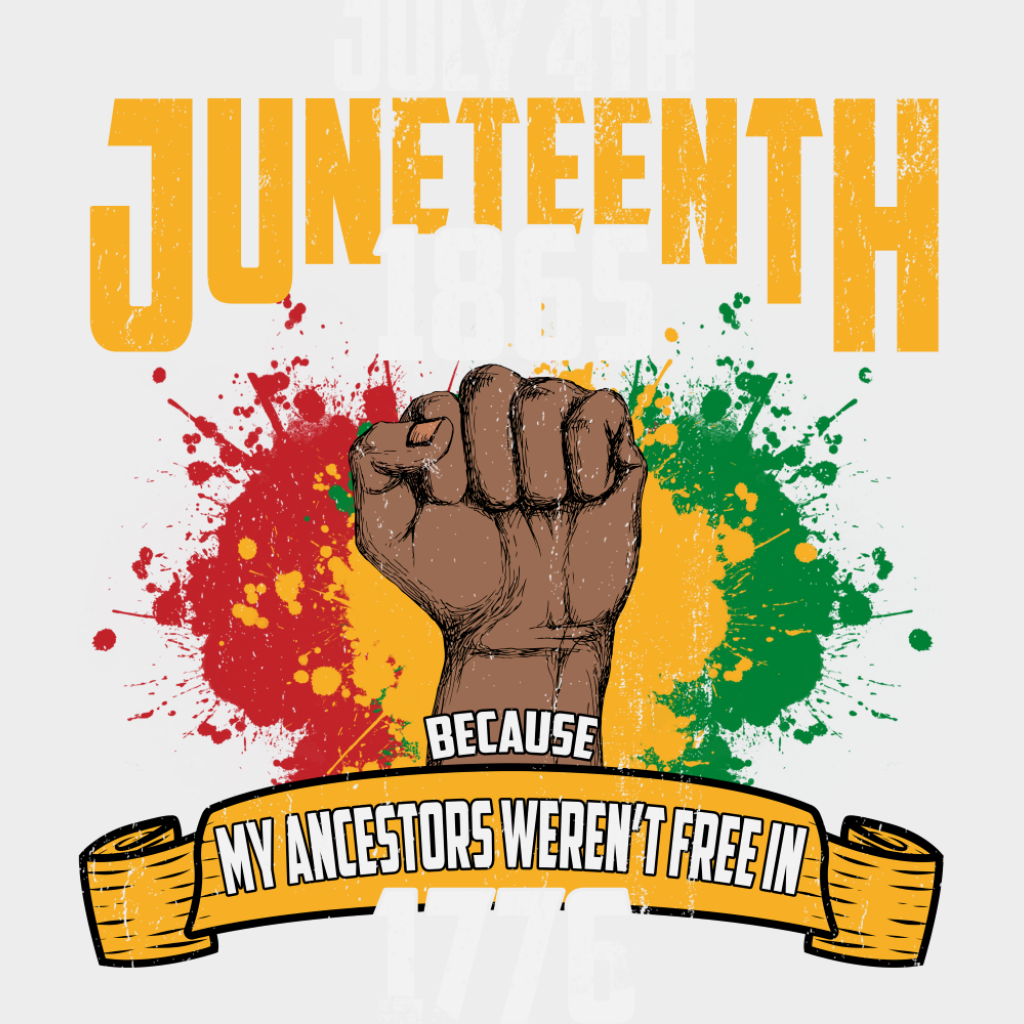 My Ancestors Weren’t Free In 1776 - Juneteenth DTF Transfer Adult Unisex - S & M (10’’) / Light Color Design (See