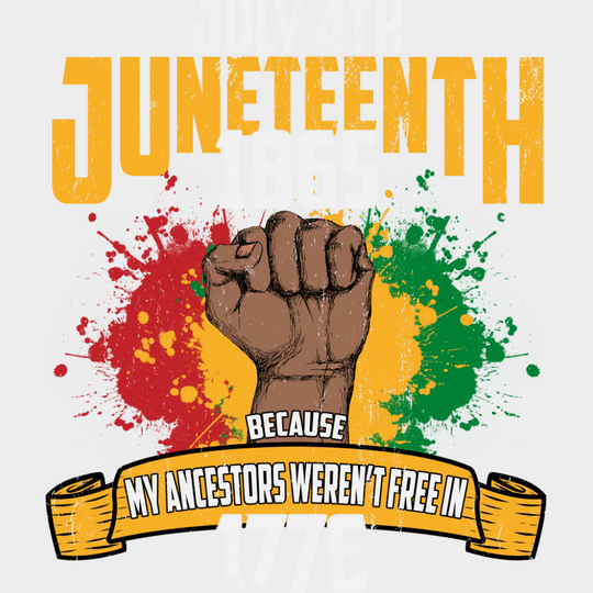 My Ancestors Weren’t Free In 1776 - Juneteenth DTF Transfer Adult Unisex - S & M (10’’) / Light Color Design (See