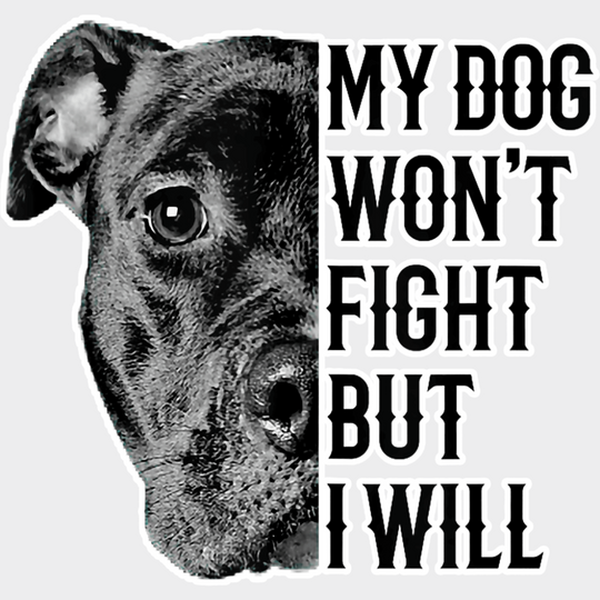 My Dog Won’t Fight But I Will - Dogs DTF Transfer Adult Unisex - S & M (10’’) / Light Color Design (See Imaging)