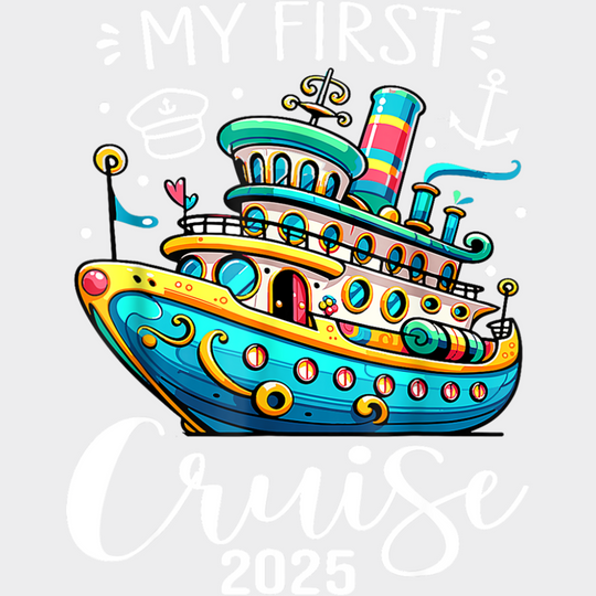 My First Cruise 2025 Blue Ship - Vacation DTF Transfer Adult Unisex - S & M (10’’) / Light Color Design (See Imaging)