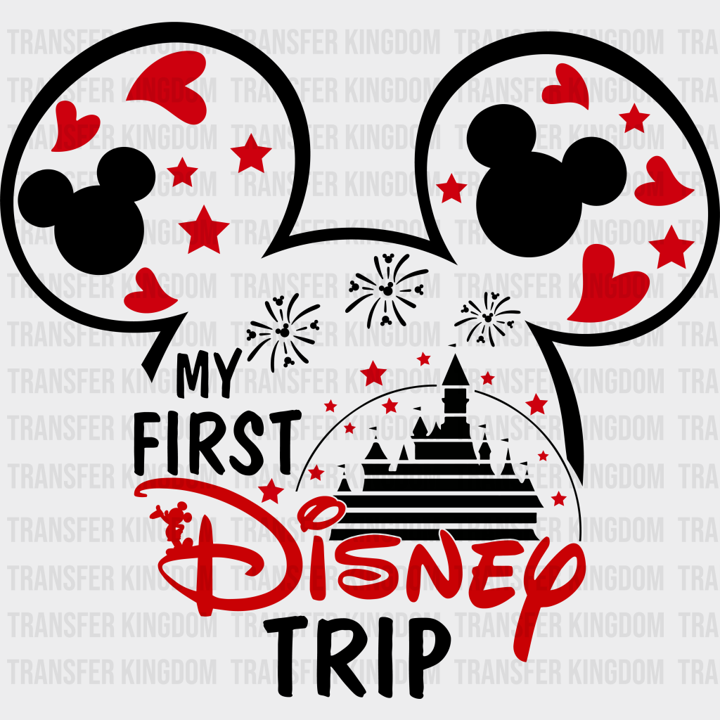 My First Disney Trip Mickey Head Dtf Transfer Unisex - S & M (10’) / Dark Color Design See Imaging