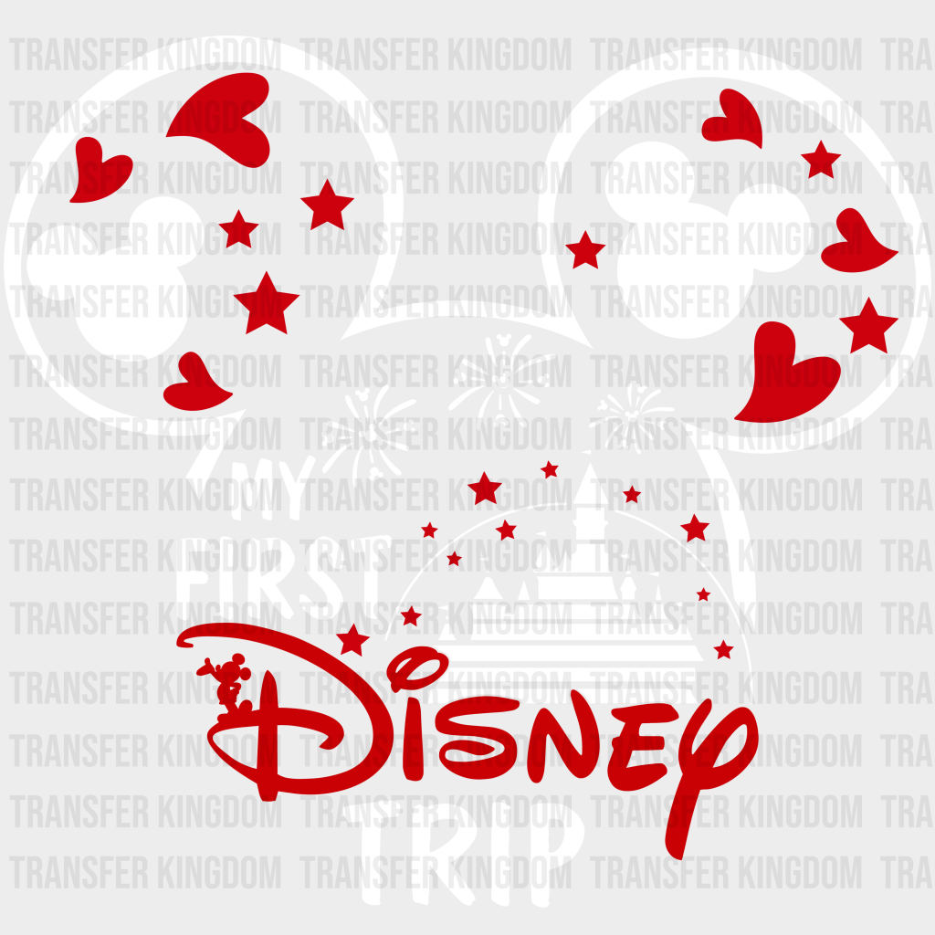 My First Disney Trip Mickey Head Dtf Transfer Unisex - S & M (10’) / Light Color Design See Imaging