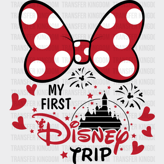 My First Disney Trip Minnie Head Dtf Transfer Unisex - S & M (10’) / Dark Color Design See Imaging