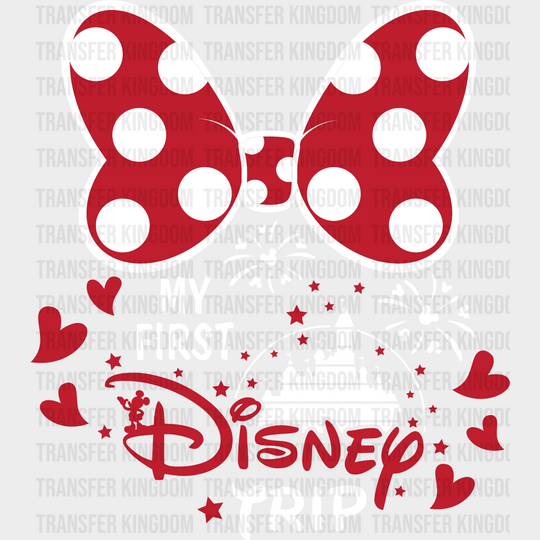 My First Disney Trip Minnie Head Dtf Transfer Unisex - S & M (10’) / Light Color Design See Imaging