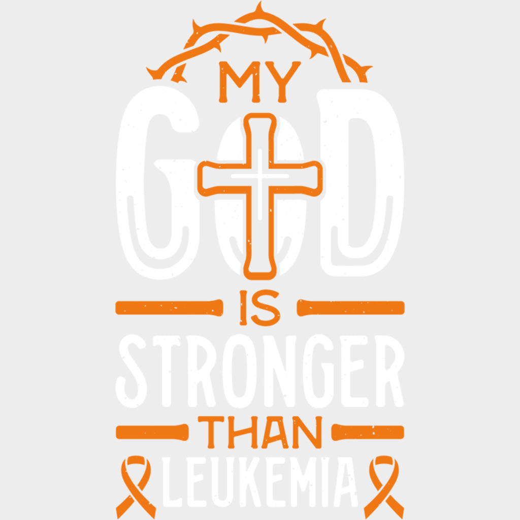 My God Is Stronger Than Leukemia Cross - Leukemia DTF Transfers Adult Unisex - S & M (10’’) / Light Color Design (See