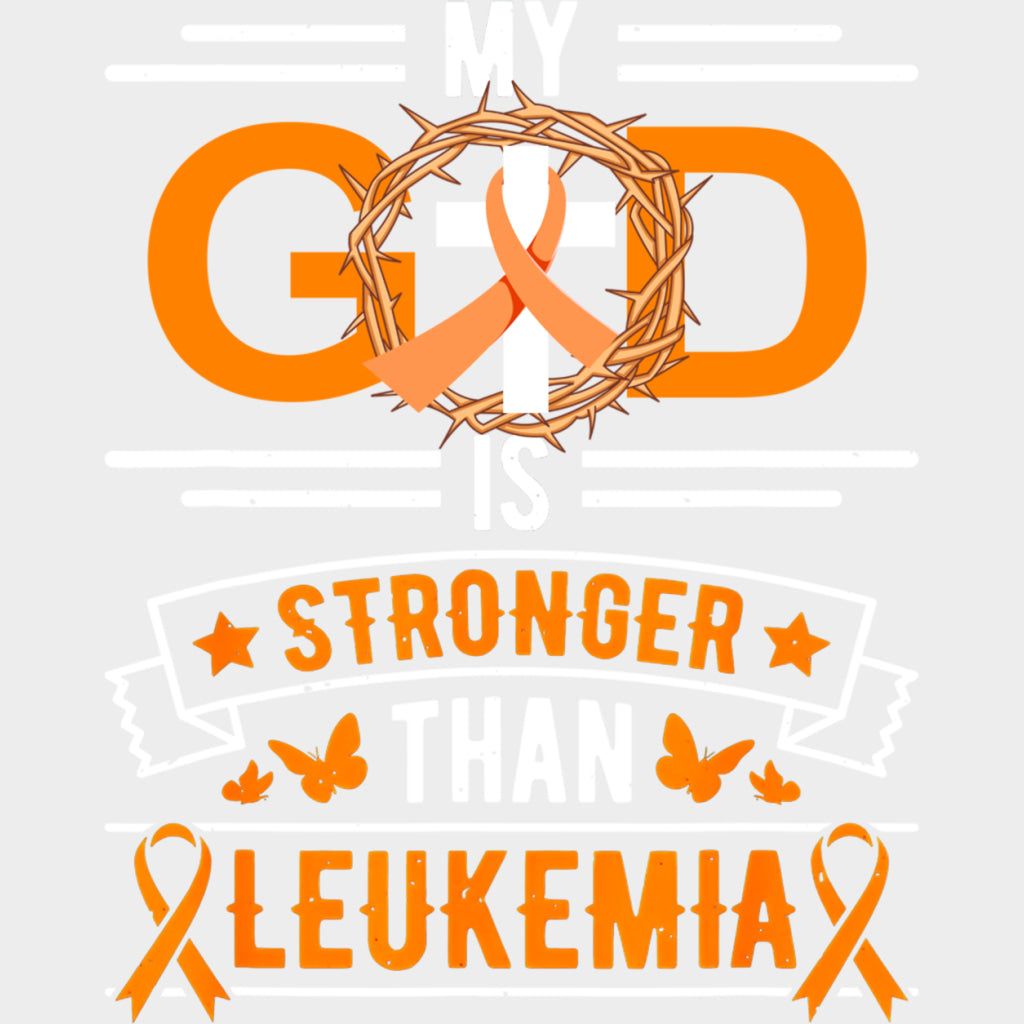 My God Is Stronger Than Leukemia - Leukemia DTF Transfers Adult Unisex - S & M (10’’) / Light Color Design (See Imaging)