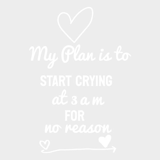 My Plan Is To Start Crying At 3 AM For No Reason - Baby DTF Transfer transfer-kingdom Light Color Design (See Imaging)