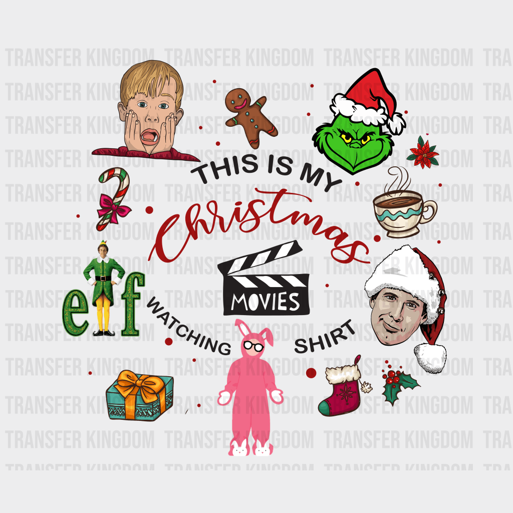 My Xmas Movies Christmas Design Dtf Heat Transfer Unisex - S & M ( 10 ) / Dark Color See Imaging