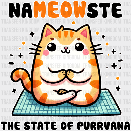 Nameowste The State Of Purrvana - Yoga Dtf Heat Transfer Unisex S & M (10’’) / Light Color