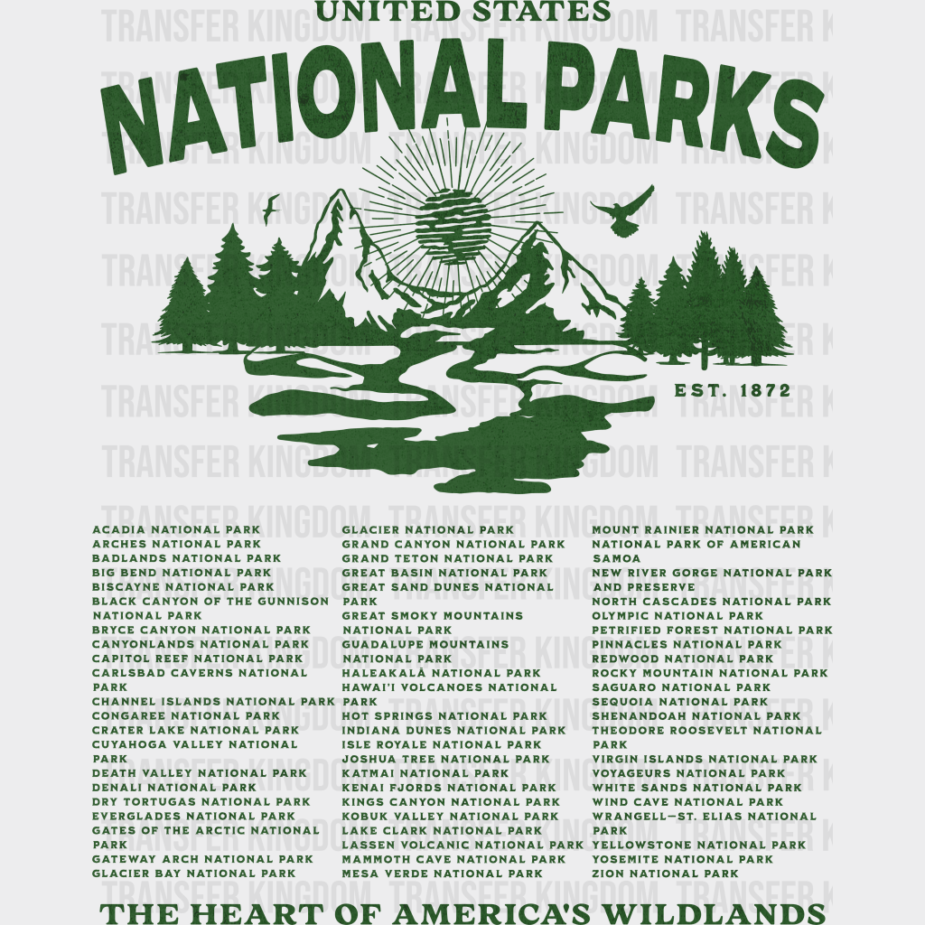 National Park The Heart Of America’s Wildlands Design - Parks Dtf Transfers