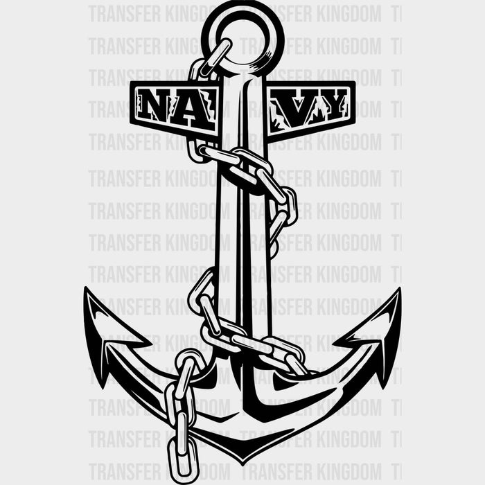 Navy Anchor B&W - Navy DTF Transfers