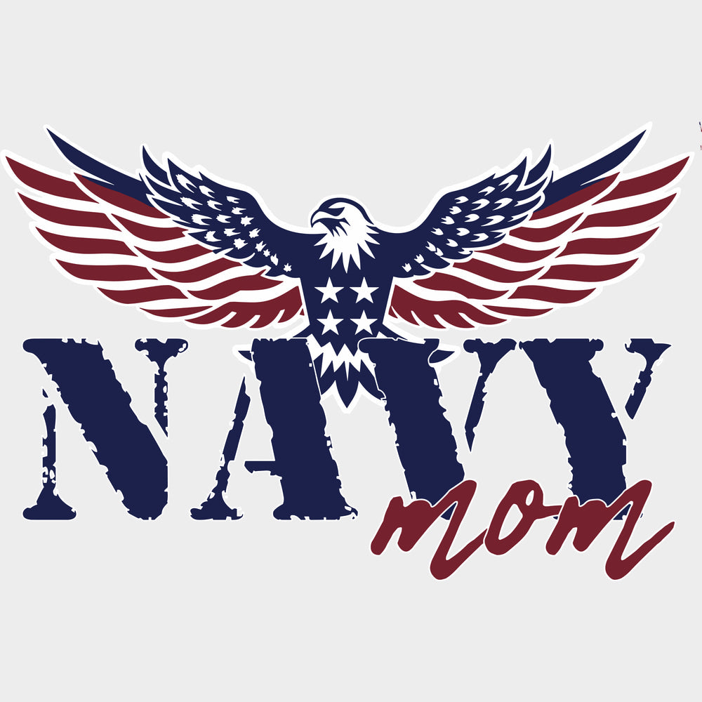 Navy Mom Eagle - Navy DTF Transfers - Adult Unisex - S & M (10’’) / Light Color Design (See Imaging)