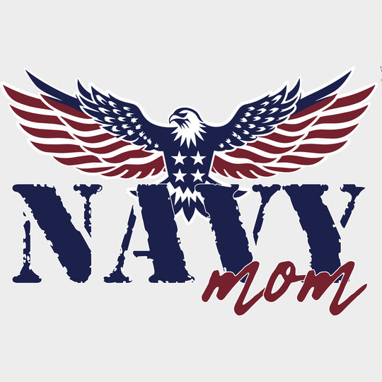 Navy Mom Eagle - Navy DTF Transfers - Adult Unisex - S & M (10’’) / Light Color Design (See Imaging)