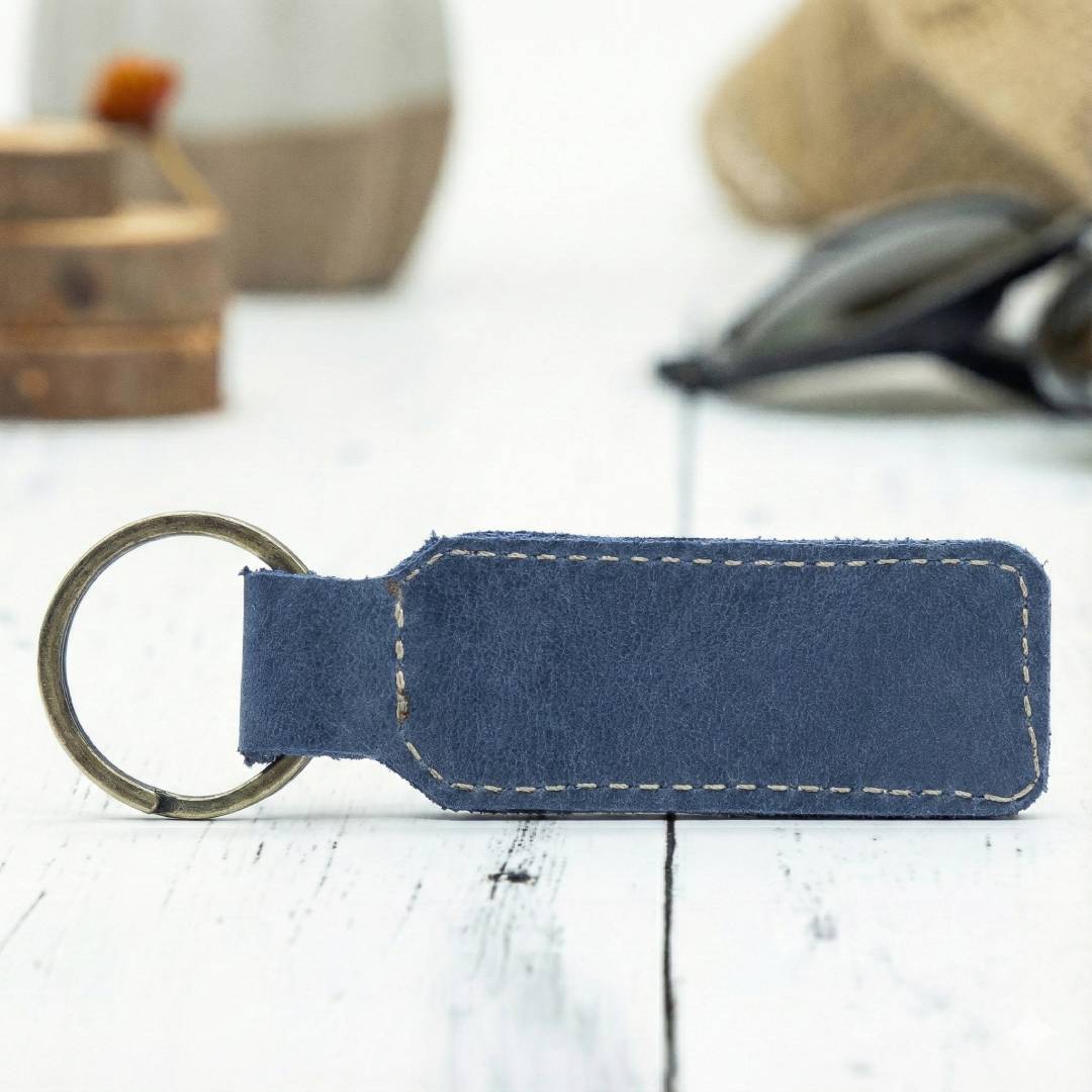 Custom Engraved Leather Keychain – Rectangle