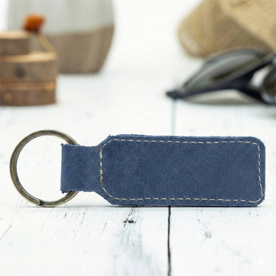 Custom Engraved Leather Keychain – Rectangle