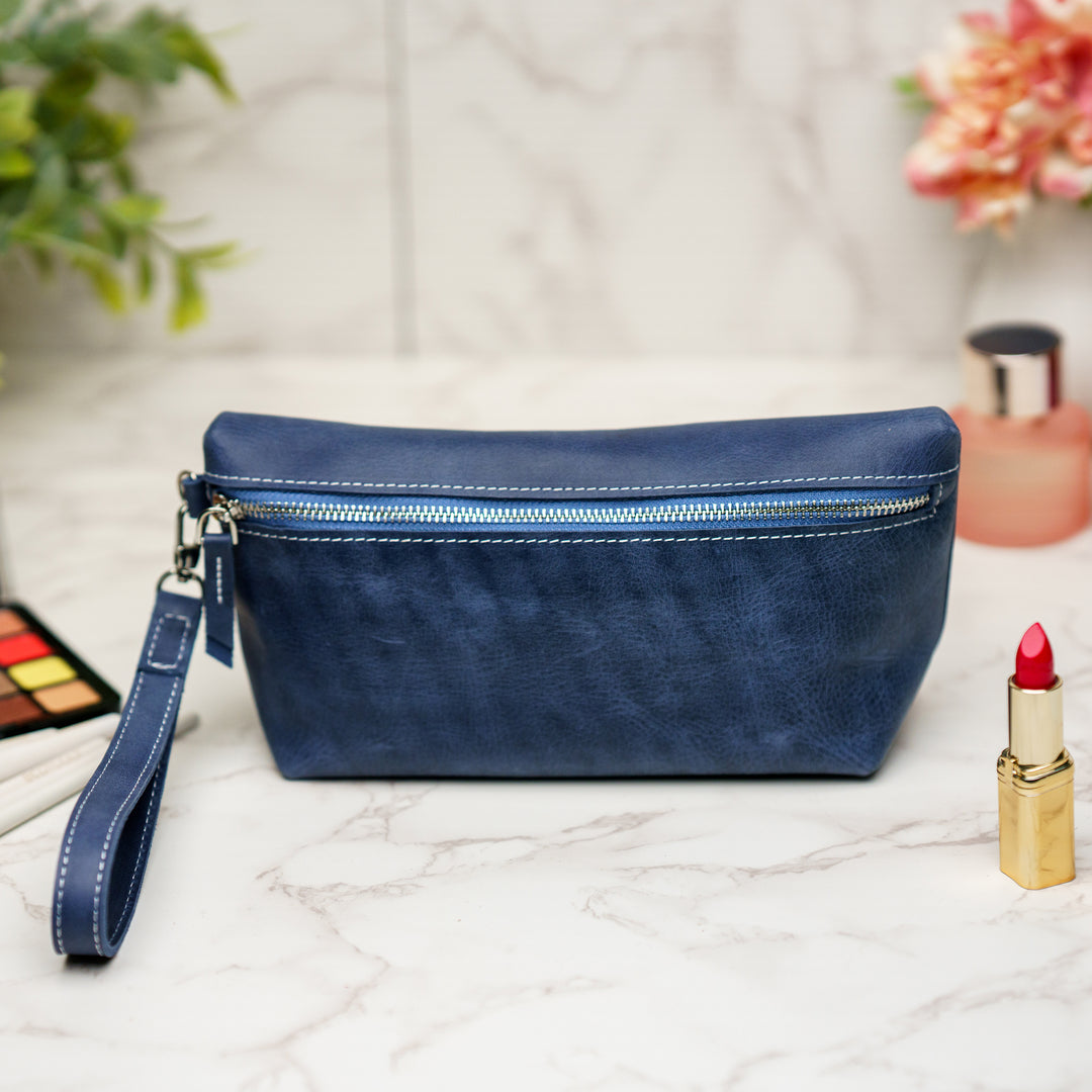 Custom Engraved Leather Makeup Bag for Women