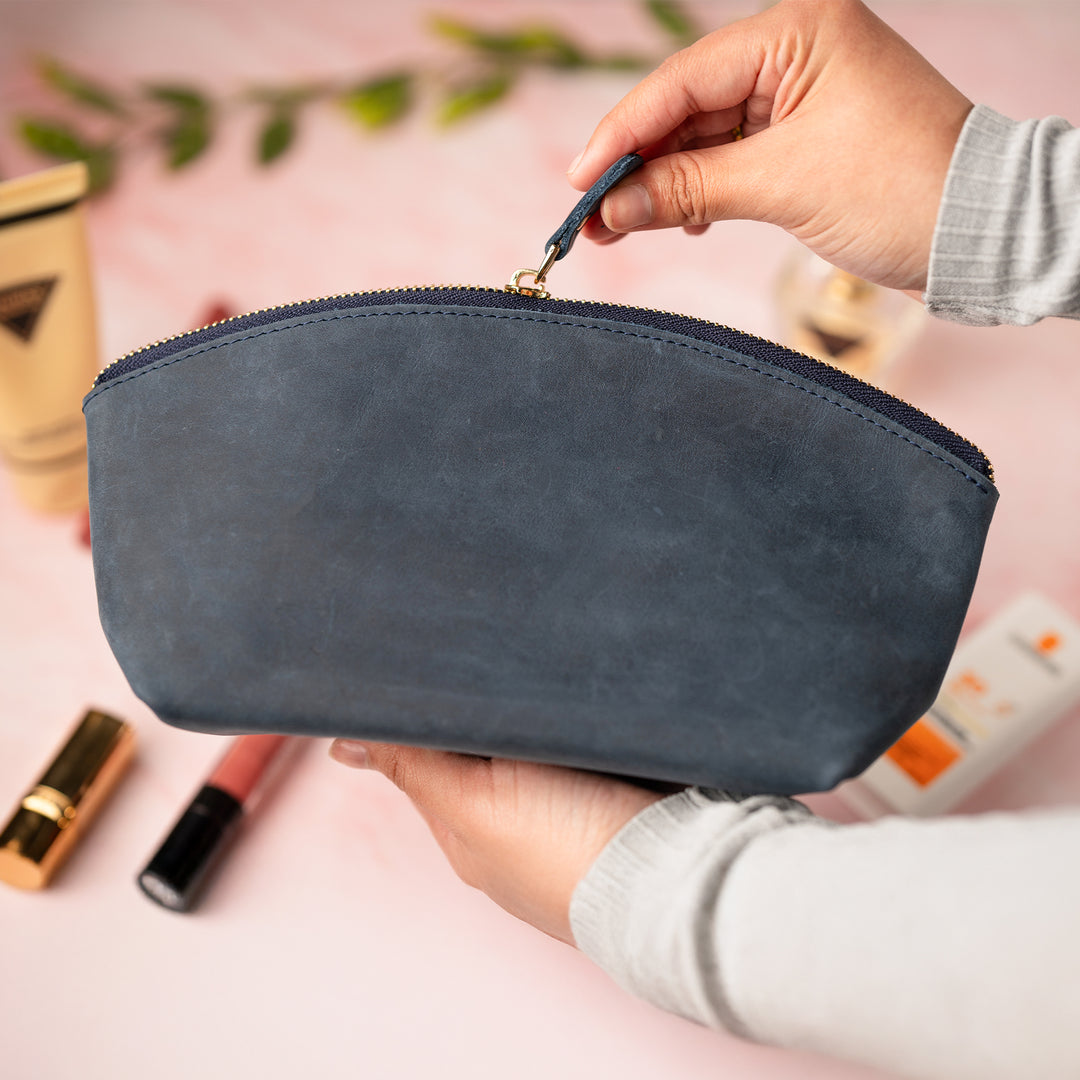 Faux Leather Stylish Cosmetic Pouch – Versatile Makeup Bag & Toiletry Organizer