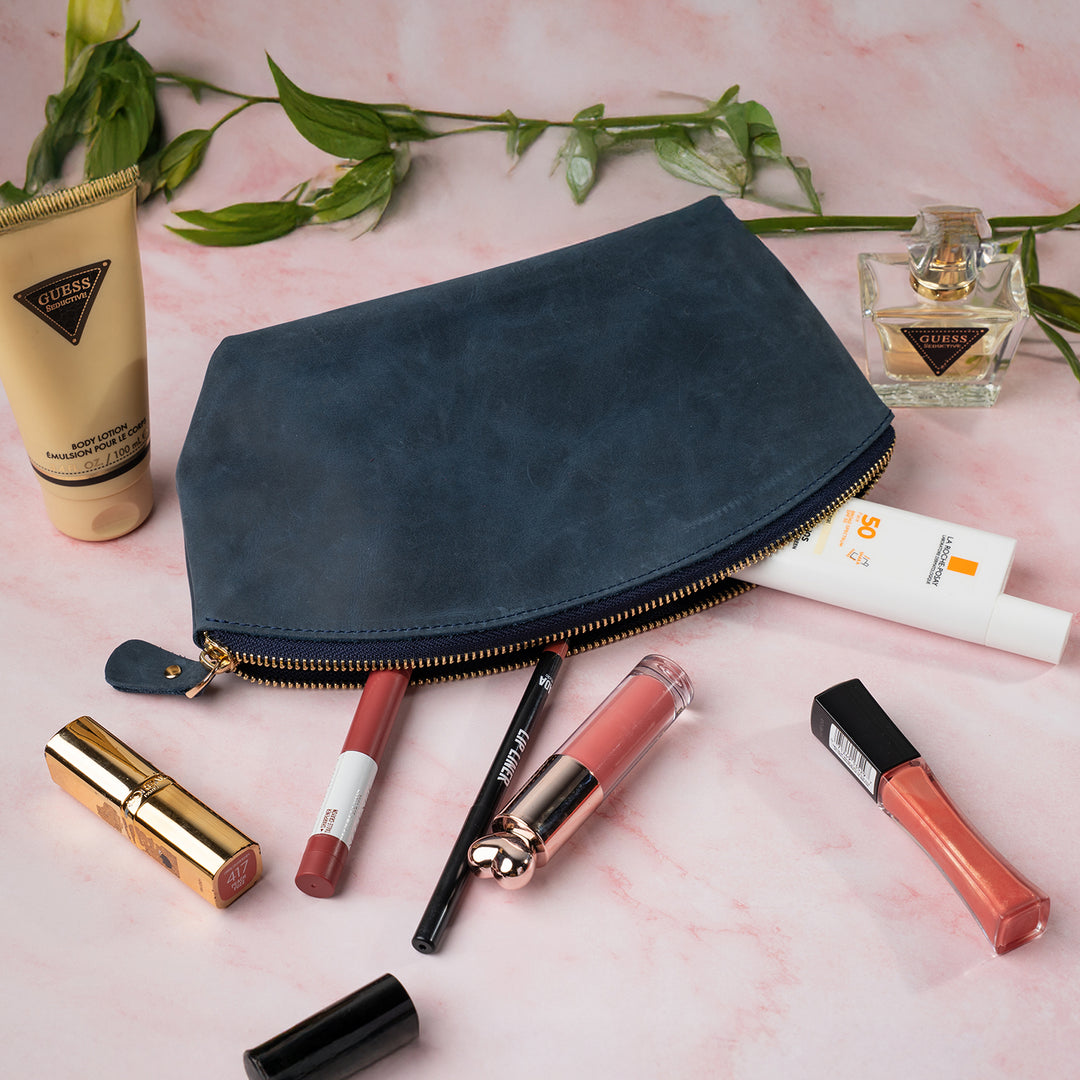 Faux Leather Stylish Cosmetic Pouch – Versatile Makeup Bag & Toiletry Organizer
