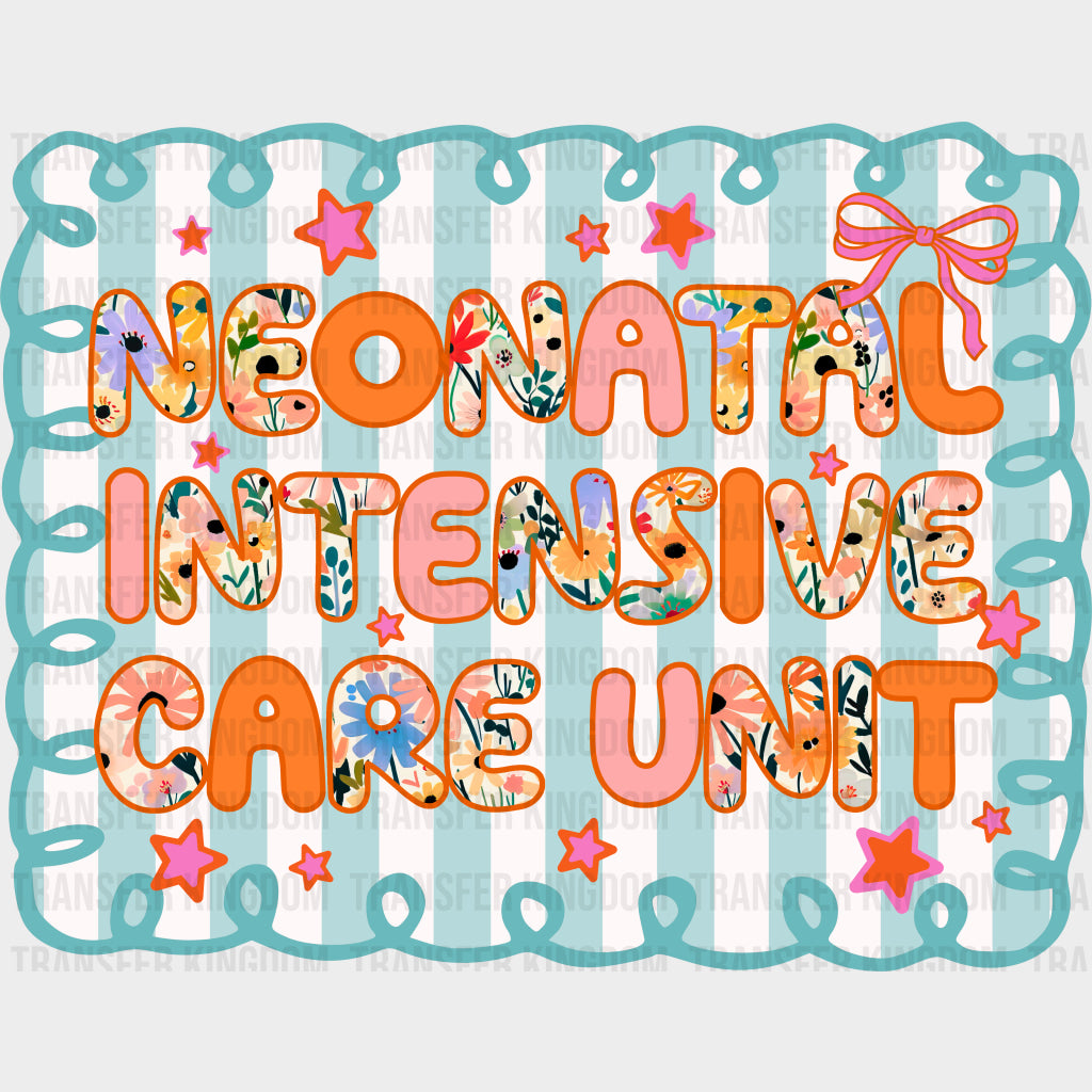 Neonatal Intensive Care Unit Blue & White Stripes - NICU Nurse DTF Transfers