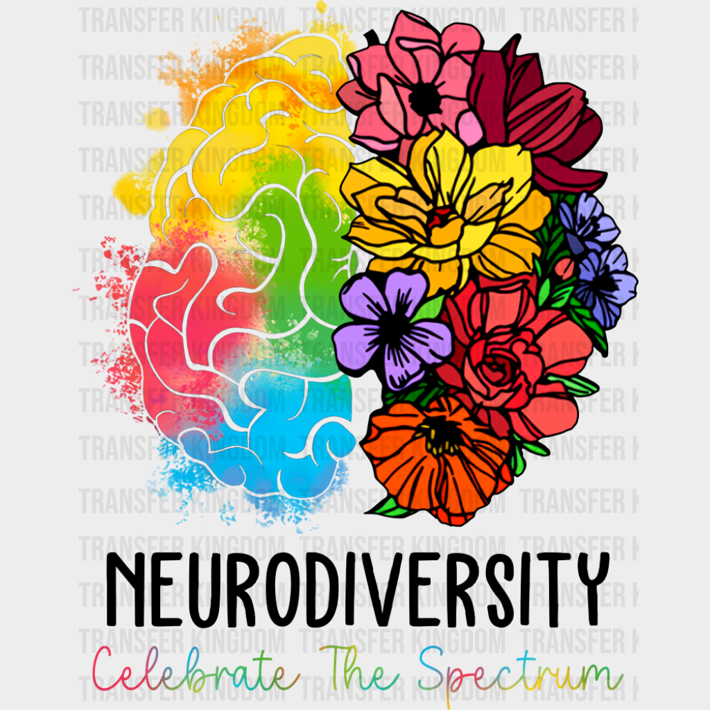 Neurodiversity Celebrate The Spectrum - Autism Awareness DTF Transfer Adult Unisex - S & M (10’’) / Dark Color Design